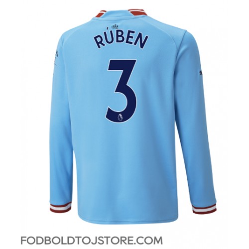 Manchester City Ruben Dias #3 Hjemmebanetrøje 2022-23 Langærmet
